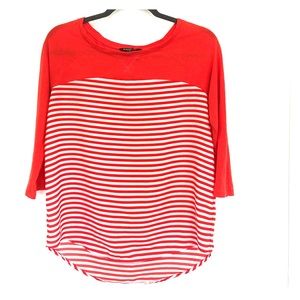 Express red and whit striped 3/4 shirt